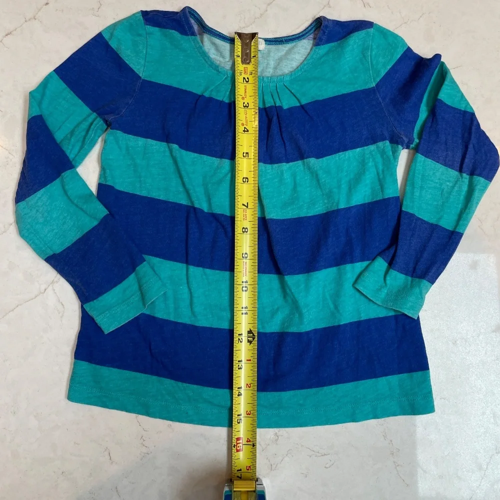 Teal and blue striped Crewcuts long sleeve top size6? (measurements in photos)